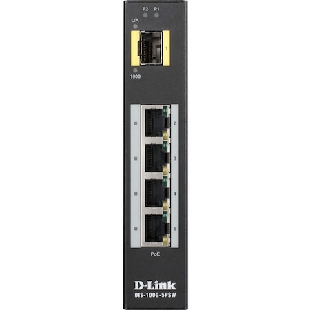 D-Link 5-Port Gigabit Poe Unmanaged Hardened Industrial Din-Rail Switch w/ 1 DIS-100G-5PSW